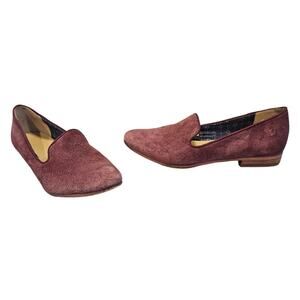 Sebago Womens 6M Hutton Wine Suede Leather Smoking Flats Loafers Burgundy